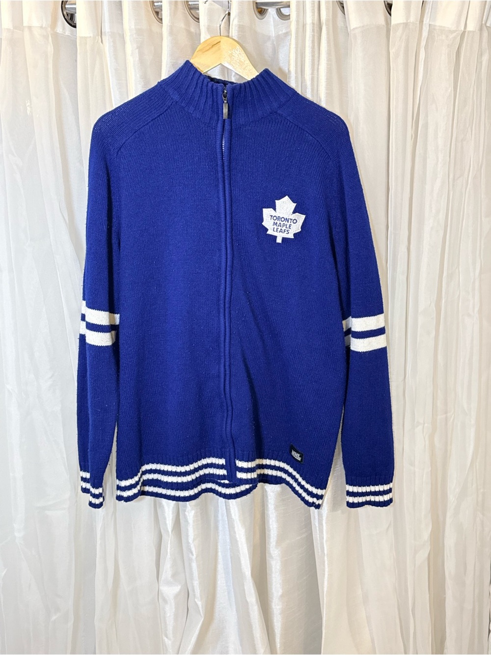 NHL Royal Blue Full-Zip Sweater with White Accents